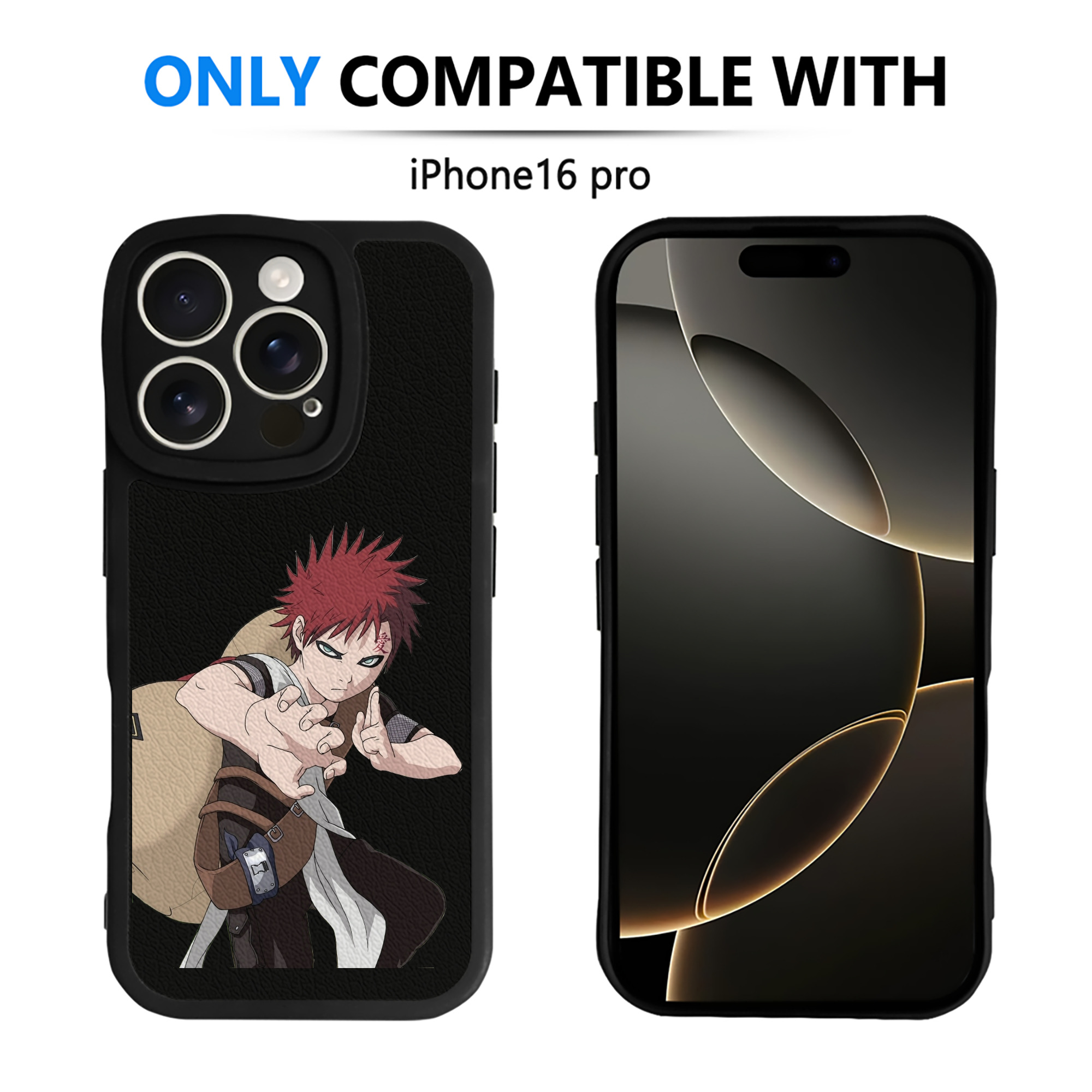 （画像用） NARUTO -ナルト- ガアラ Gaara 【iPhone 16シリーズ対応】シリコンスマホケース（レザー調） 材質：シリコン